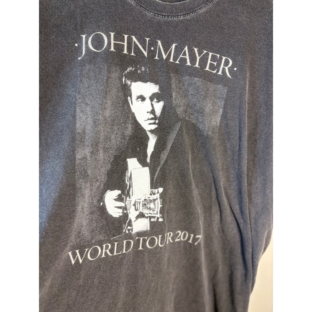 John Mayer World Tour 2017 Graphic T-Shirt Charcoal Grey Cotton Size 2X